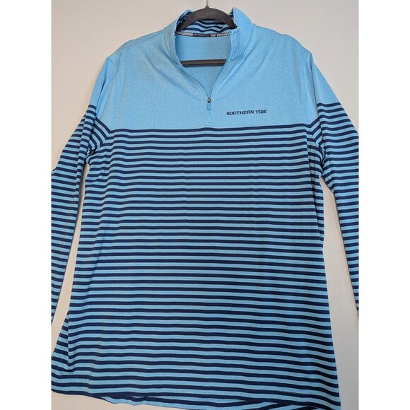 Southern Tide To Trail Shirt Men Large 1/4 Zip Striped Performance Lightweight - Picture 3 of 12